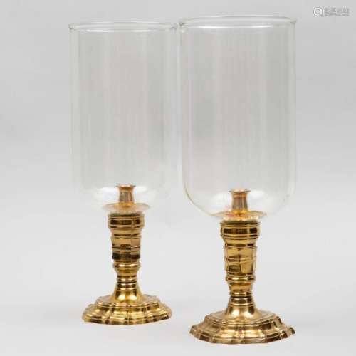 Pair of Louis XIV Style Brass and Glass Photophores