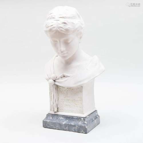 French Glazed Plaster Art Nouveau Bust