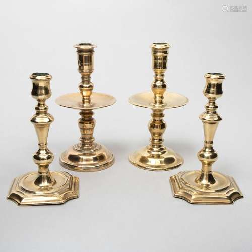 Two Similar Dutch Baroque Bronze Candlesticks