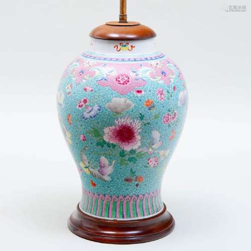 Chinese Famille Rose Jar Mounted as a Lamp