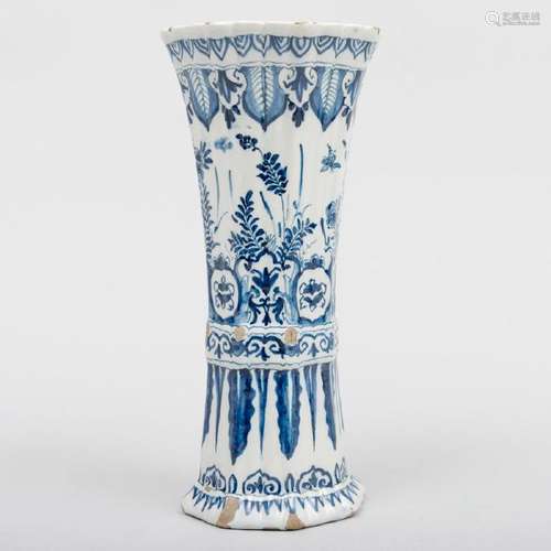 Dutch Delft Blue and White Trumpet Vase