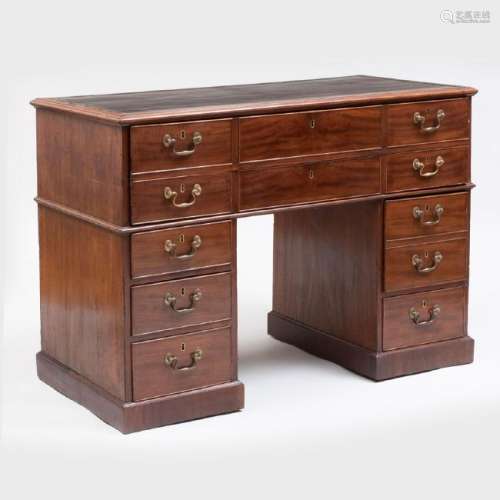 George III Mahogany Kneehole Rent Desk, Attributed to