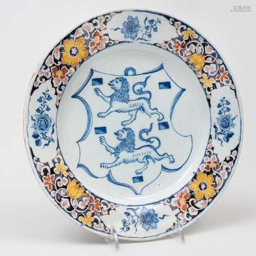 Dutch Delft Blue and White and Polychrome Armorial