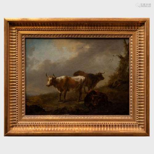 Follower of Aelbert Cuyp (1620-1691): Cattle with a