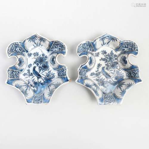 Pair of Dutch Delft Blue and White Pickle Dishes