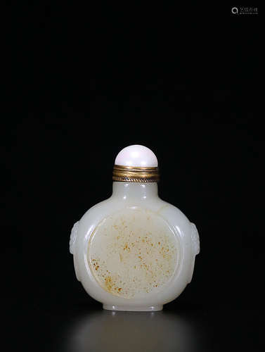 HETIAN JADE BEAST-FACE PATTERN SNUFF BOTTLE