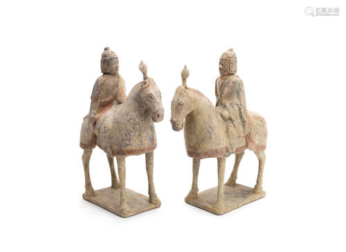 Northern Wei Dynasty A pair of pottery figures of horses and riders