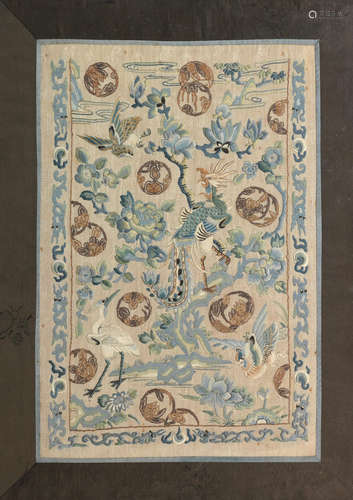 19th century A pair of embroideries of birds