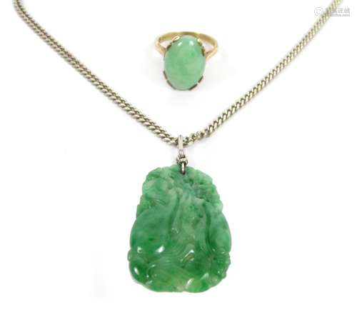 A jadeite pendant and a ring