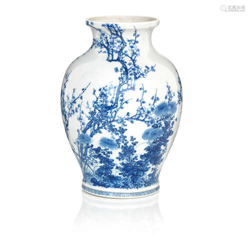 By Kawamoto Masukichi, Meiji era A sometsuke Seto vase