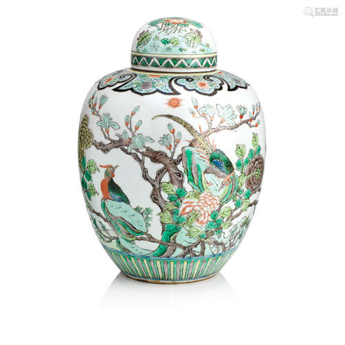 Late 19th century A famille verte jar and cover