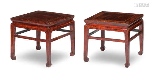 19th century A pair of lacquered elm stools