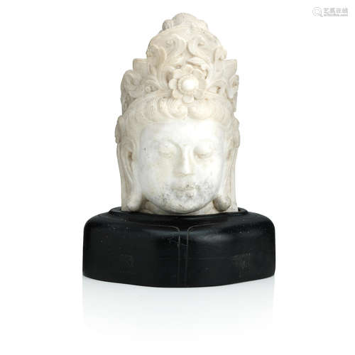 Late 19th century A carved alabaster bust of Guanyin