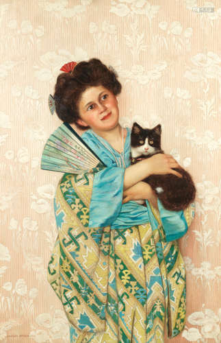 Charles Spencelayh, RMS, HRBSA(British, 1865-1958) A Japanese beauty