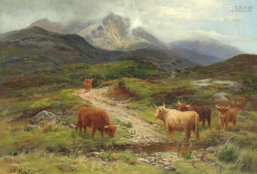 Louis Bosworth Hurt(1856-1929) Cattle grazing near Beinn Eighe, Kinlochewe