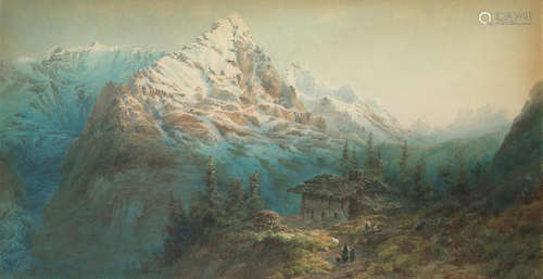 Arthur Croft(British, 1828-died circa 1893) Eiger, Mittellegi ridge; Wellhorn and Wetterhorn seen from Rosenlaui, a pair  each 30.5 x 57.2cm (12 x 22 1/2in).(2)