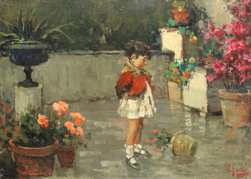 Vincenzo Irolli(Italian, 1860-1945) Bambino sul terrazo