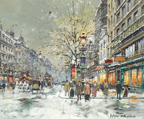 Antoine Blanchard(French, 1910-1988) Scène de rue en hiver