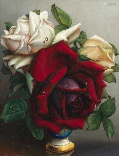 Irene Klestova(British, 1908-1989) Still life of roses