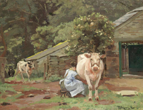 Algernon Talmage RA ROI RWA ARE(British, 1871-1939) The milkmaid