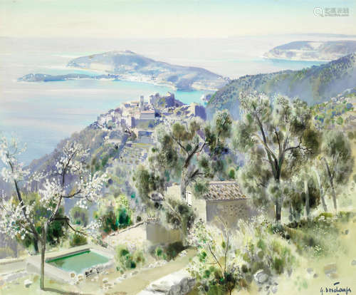 Gabriel Deschamps(French, born 1919) Eze et la Cap Ferrat