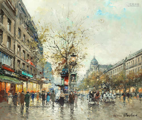 Antoine Blanchard(French, 1910-1988) Scène de rue en printemps