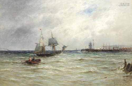 Gustave de Breanski(British, Circa 1856-1898) Boats approaching harbour