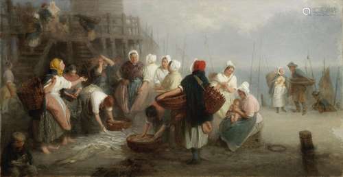 John Morgan, RBA(British, 1823-1886) Fish market - make your bid