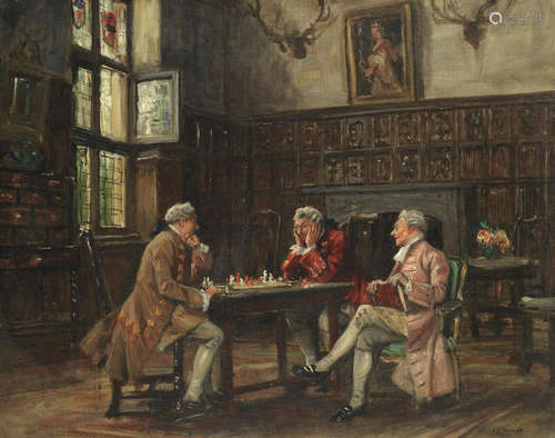 Frank Moss Bennett(British, 1874-1952) A game of chess