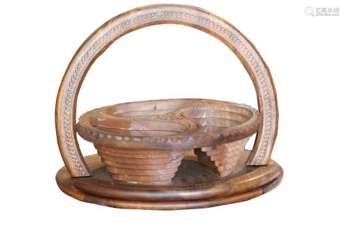 木雕工艺果篮（圆形水滴图）