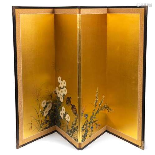 A Japanese Four-Panel Folding Screen 20TH CENTURY ink,