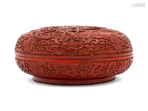 A Chinese Carved Lacquer Box and Cover 20TH CENTURY of