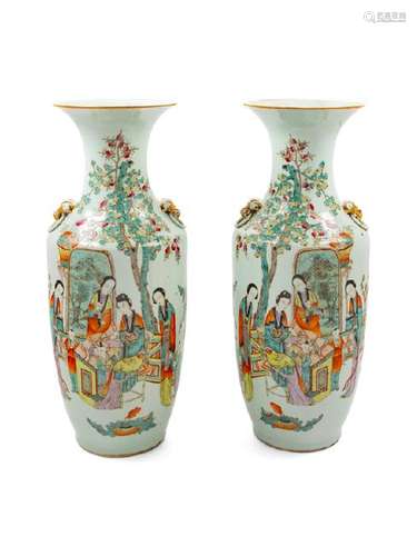 A Pair of Chinese Qianjiang Enameled Porcelain Yen-Yen