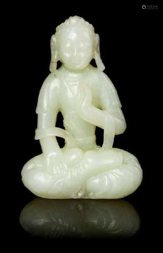 A Chinese Pale-Celadon Jade Figure of Buddha LATE 19TH