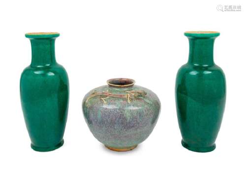 A Group of Three Chinese Porcelain Vases comprising a