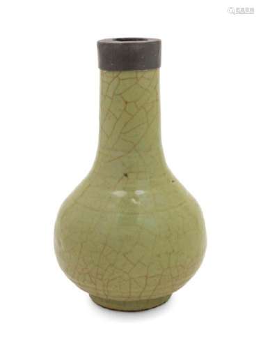 A Chinese Longquan Glazed Porcelain Bottle Vase LATE