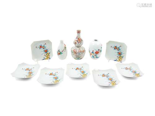 A Group of Ten Japanese Kakiemon Porcelain Articles