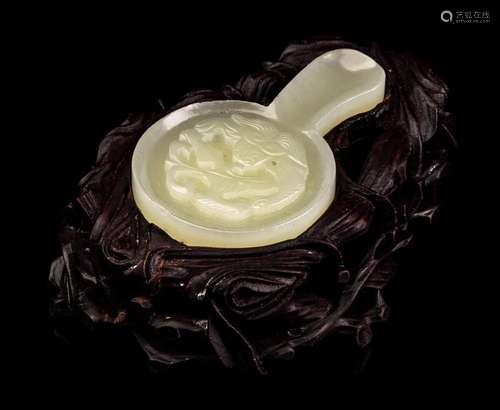 A Chinese Carved Jade Brushrest, Bitian in the form of