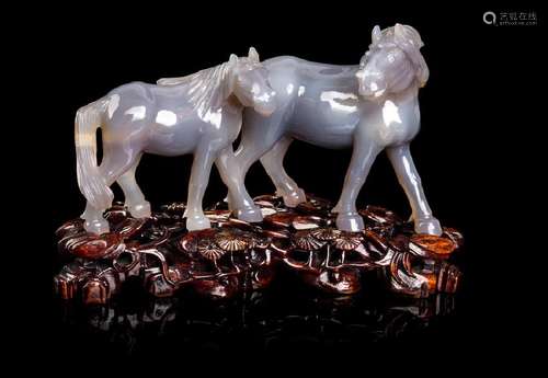 Two Chinese Hardstone Figures of Animals 20TH CENTURY