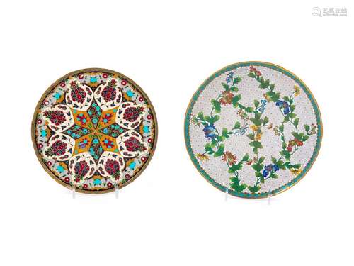 Two Chinese Export Cloisonné Enamel Plates 20TH CENTURY