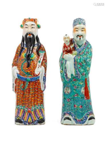 A Pair of Chinese Famille Rose Porcelain Figures 20TH