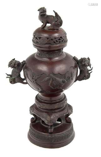 A Japanese Bronze Incense Burner 20TH CENTURY cast in