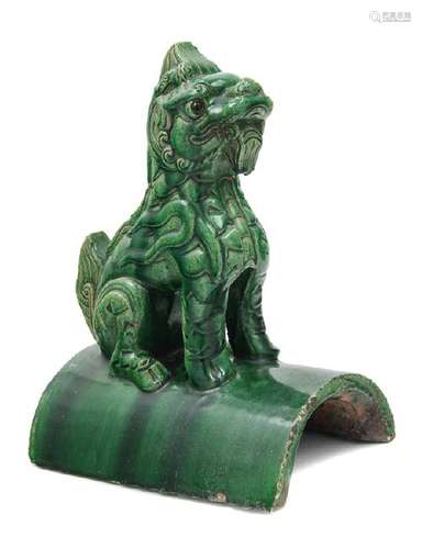 A Chinese Green Glazed Pottery Roof Tile 19TH CENTURY