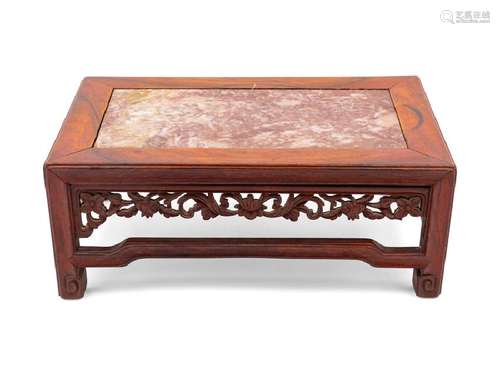 A Chinese Marble Inset Huanghuali Wood Stand 20TH