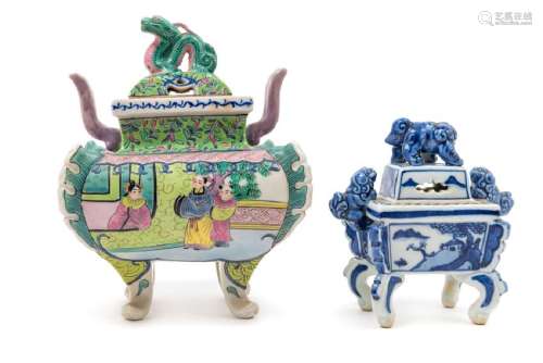 TwoChinese Porcelain Insence Burners 20TH CENTURY the