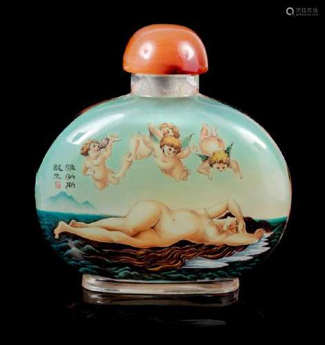 A Chinese Reverse Painted Glass Snuff Bottle 20TH