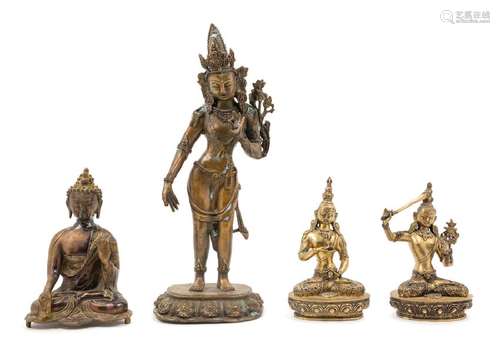 Four Sino-Tibetan Gilt Bronze Figures EARLY 20TH