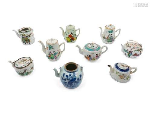 A Group of Nine Chinese Porcelain Teapots 20TH CENTURY