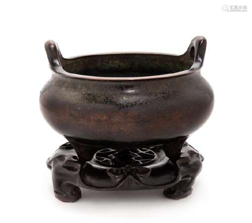 A Chinese Bronze Incense Burner 19TH CENTURY of