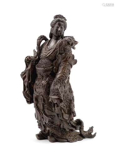 A Japanese Bronze Figure of Standing Guanyin 20TH